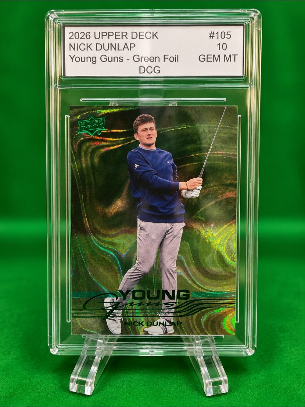 Upper Deck Nick Dunlap Young Guns Green Foil Trading Card